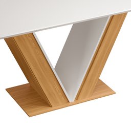 Mesa de Jantar Retangular Tampo Chanfrado Curvo Rute DJ Móveis Carvalho Nobre/Off White - 5