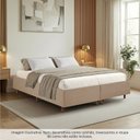 Ver imagem 2 de Cama Base Box King Estofada em Madeira Maciça Base Reforçada Santorini Espresso Móveis Bege/Dourado