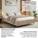Ver imagem 5 de Cama Base Box King Estofada em Madeira Maciça Base Reforçada Santorini Espresso Móveis Bege/Dourado