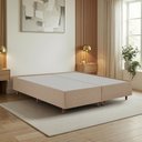 Ver imagem 1 de Cama Base Box King Estofada em Madeira Maciça Base Reforçada Santorini Espresso Móveis Bege/Dourado