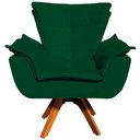 Ver imagem 5 de Poltrona Decorativa Base Giratória em Madeira Charger Suede Verde - Gran Belo