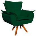 Ver imagem 1 de Poltrona Decorativa Base Giratória em Madeira Charger Suede Verde - Gran Belo