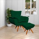 Ver imagem 2 de Poltrona Decorativa Base Giratória em Madeira Charger Suede Verde - Gran Belo