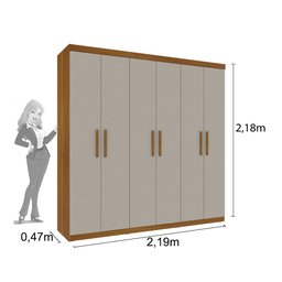 Guarda Roupa Casal Olimpo 6 Portas 3 Gavetas Tcil Cinamomo/off White - 4