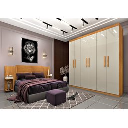 Guarda Roupa Casal Olimpo 6 Portas 3 Gavetas Tcil Cinamomo/off White - 2