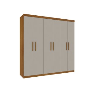 Guarda Roupa Casal Olimpo 6 Portas 3 Gavetas Tcil Cinamomo/off White