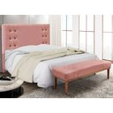 Ver imagem 2 de Kit Cabeceira e Calçadeira Recamier Queen 1,60m Gênova Veludo Rosa - Pallazio