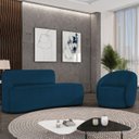 Ver imagem 1 de Sofá 2 Lugares 140cm Wendi e Poltrona Steve Boucle Azul I01 - Mpozenato