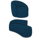 Ver imagem 2 de Sofá 2 Lugares 140cm Wendi e Poltrona Steve Boucle Azul I01 - Mpozenato