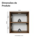 Ver imagem 2 de Kit 2 Armários Aéreos de Cozinha 60 cm Rustic/Preto Vidro Reflecta Bronze Vinil Madesa