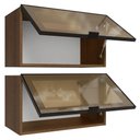 Ver imagem 5 de Kit 2 Armários Aéreos de Cozinha 60 cm Rustic/Preto Vidro Reflecta Bronze Vinil Madesa