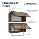 Ver imagem 3 de Kit 2 Armários Aéreos de Cozinha 60 cm Rustic/Preto Vidro Reflecta Bronze Vinil Madesa