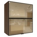 Ver imagem 1 de Kit 2 Armários Aéreos de Cozinha 60 cm Rustic/Preto Vidro Reflecta Bronze Vinil Madesa