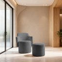 Ver imagem 4 de Poltrona Organica com Puff Confortável Estofada Redonda Moderna Elegante Decorativa Sala Estar