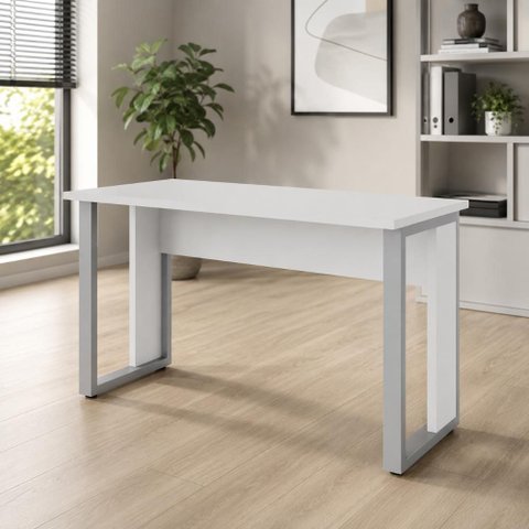 Mesa Escrivaninha 120 cm X 60 cm Tampo 25 mm Design Industrial F5 Office Cor:Cinza