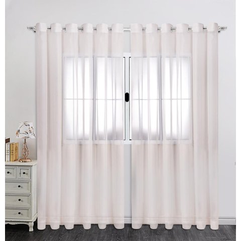 Cortina em Voil Liso Para Sala ou Quarto Para Varão Simples Branco 4,00m x 2,50m