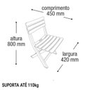 Ver imagem 4 de Mesa Quadrada Dobrável 80x72cm Preta + 2 Cadeiras Dobráveis Bistrô