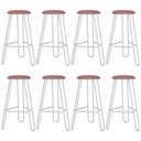 Ver imagem 1 de Kit 08 Banquetas Baixa Bar Cozinha Sala de Jantar Áris C01 Branco Linho Rosê - Lyam Decor