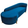 Divã Recamier Orgânico França 160cm Lado Esq Pés Madeira Linho Azul Royal - 3