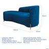 Divã Recamier Orgânico França 160cm Lado Esq Pés Madeira Linho Azul Royal - 6