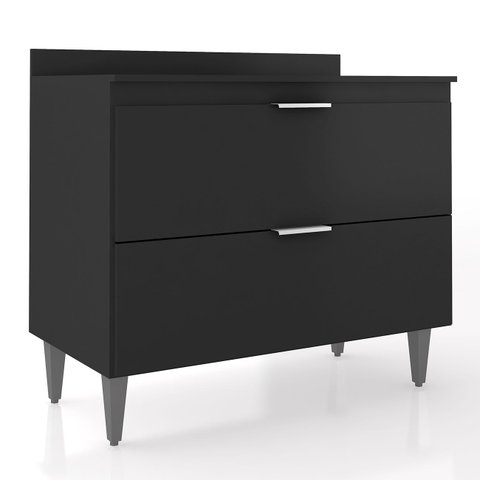 Balcão de Cozinha com Tampo 100cm Pérola Preto Z34 - Mpozenato