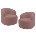 Ver imagem 2 de Kit 02 Poltronas Giratória Orgânica para Sala de Estar Living Helena L02 Suede Rosê - Lyam Decor