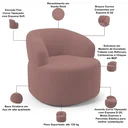 Ver imagem 4 de Kit 02 Poltronas Giratória Orgânica para Sala de Estar Living Helena L02 Suede Rosê - Lyam Decor