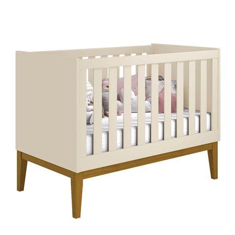 Berço Mini Cama Noah Square Pés em Madeira - Areia