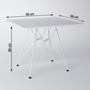 Ver imagem 2 de Jogo De Mesa Eames De Ferro Branco E Tampo Quadrado Branco 90cm 4 Cadeiras Pretas