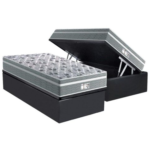 Conjunto Box Baú Solteiro Colchão Molas Probel Ensacadas Evolution Gray + Base Crc Suede Gray (