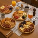 Ver imagem 2 de Kit 5 Petisqueiras de Bambu Redonda 5 Divisórias 25cm Lyor Round Aperitivos Tábua Servir Petiscos