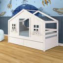 Ver imagem 1 de Cama Casinha Dos Sonhos com 02 Gavetas Madeira Maciça Branco Megamobilia
