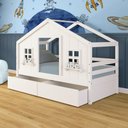 Ver imagem 2 de Cama Casinha Dos Sonhos com 02 Gavetas Madeira Maciça Branco Megamobilia