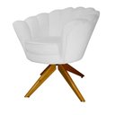 Ver imagem 1 de Combo 2 Poltronas Decorativa Com Base Giratória de Madeira Pétala Suede Branco - LM DECOR