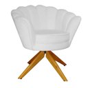 Ver imagem 2 de Combo 2 Poltronas Decorativa Com Base Giratória de Madeira Pétala Suede Branco - LM DECOR
