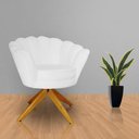 Ver imagem 3 de Combo 2 Poltronas Decorativa Com Base Giratória de Madeira Pétala Suede Branco - LM DECOR