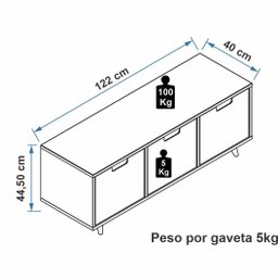 Banco Organizador com 3 Gavetas Lutz Home Decor 890 Preto - 7