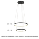 Ver imagem 2 de Lustre Pendente Anel de Led Hoop 2 Argolas Aros em Alumínio 43W