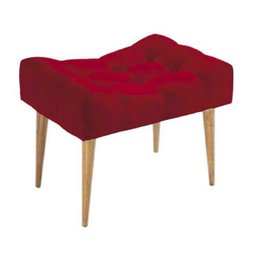 Puff banqueta retangular vermelho pé palito com detalhe em costura - 1