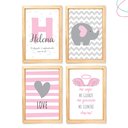 Ver imagem 6 de Kit com 4 Quadros Decorativos Elefantinho Rosa e Cinza:branca
