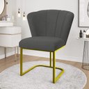 Ver imagem 1 de Cadeira Flor Pés Metal Reforçado Dourado Mesa Estudos Quarto Cor:cinza