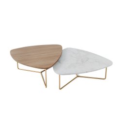 Kit 2 Mesas de Centro para Sala Design Orgânico Dourada Capri Cor:carvalho Hanover - 1
