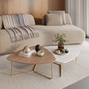 Ver imagem 2 de Kit 2 Mesas de Centro para Sala Design Orgânico Dourada Capri Cor:carvalho Hanover