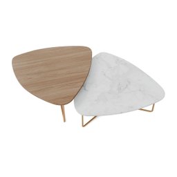 Kit 2 Mesas de Centro para Sala Design Orgânico Dourada Capri Cor:carvalho Hanover - 3