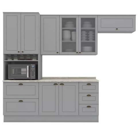Cozinha Modulada 5 Pecas 272 Cm Ce171 Americana Cinza Calcare Henn