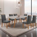 Ver imagem 1 de Conjunto de Jantar Copper com Cadeiras Yasmin 6 Lugares Tampo MDF Grafite 180cm Moderna