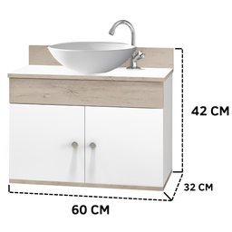 Gabinete Para Banheiro com Cuba e Espelho 60cm Suspenso - 3