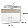 Gabinete Para Banheiro com Cuba e Espelho 60cm Suspenso - 3
