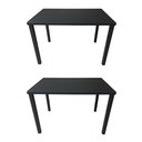 Ver imagem 1 de Kit 2 Mesas Tampo Ripado Retangular 1.40x0.80m Alumínio Preta