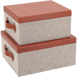 HOME&CO LOLYTTE CAIXA ORGANIZADORA SINTÉTICO MARROM 2PÇ - 1